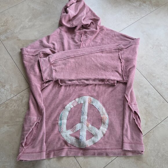 Mora Oversized Boho Hippie Hoodie Sweatshirt Peace Sign Large - Picture 12 of 12